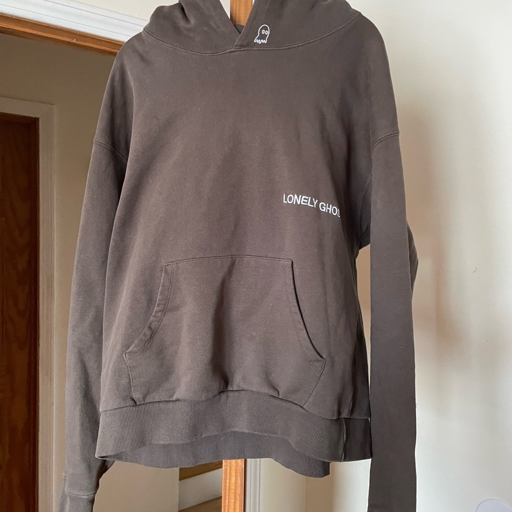 Lonely Ghost Brown Hoodie, size Large, great quality!